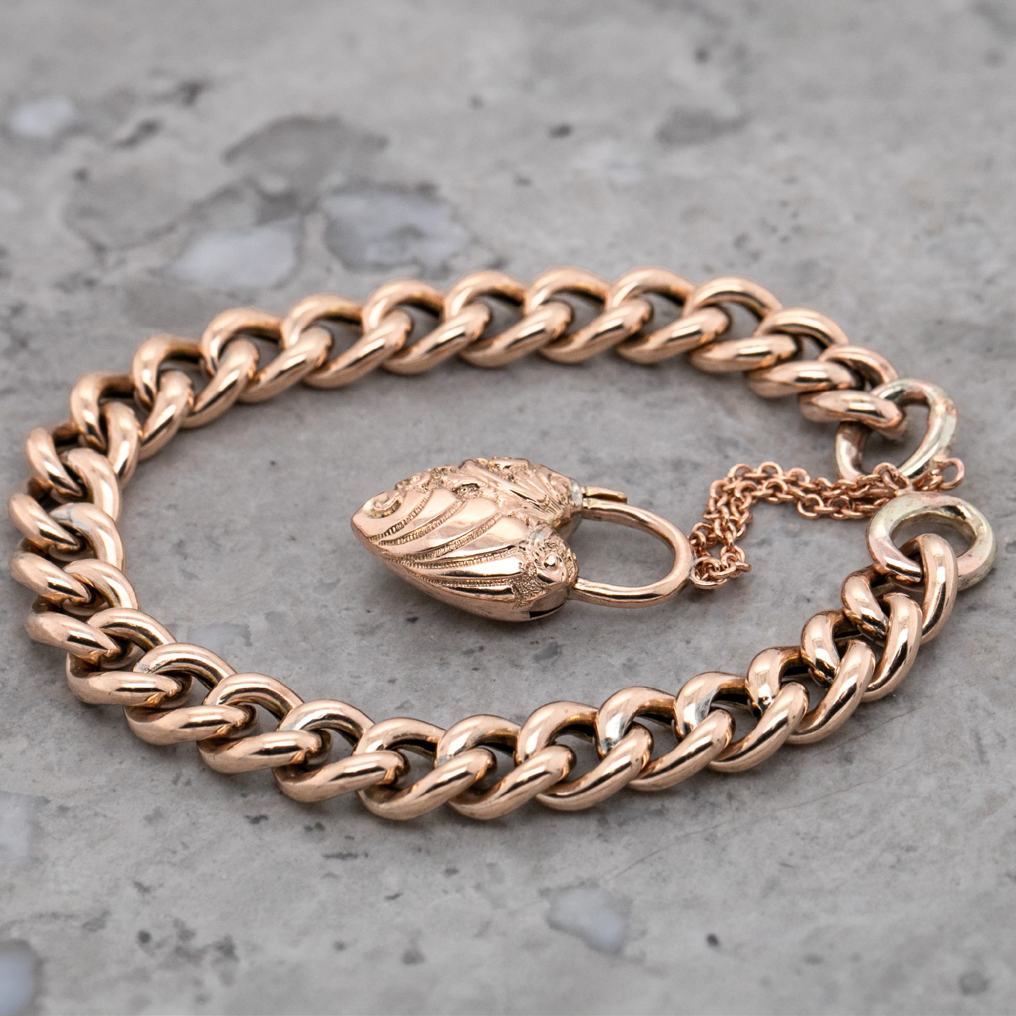 Bracelet Breloque Ancien En Argent Et Or Rose - Style Victorien Antique